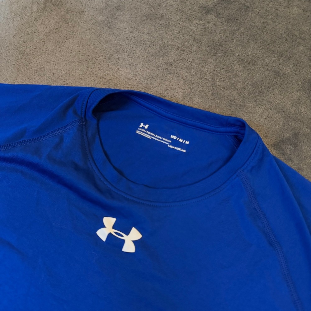 Under Armour HeatGear T Shirt Mens Medium Blue Loose Fit Performance